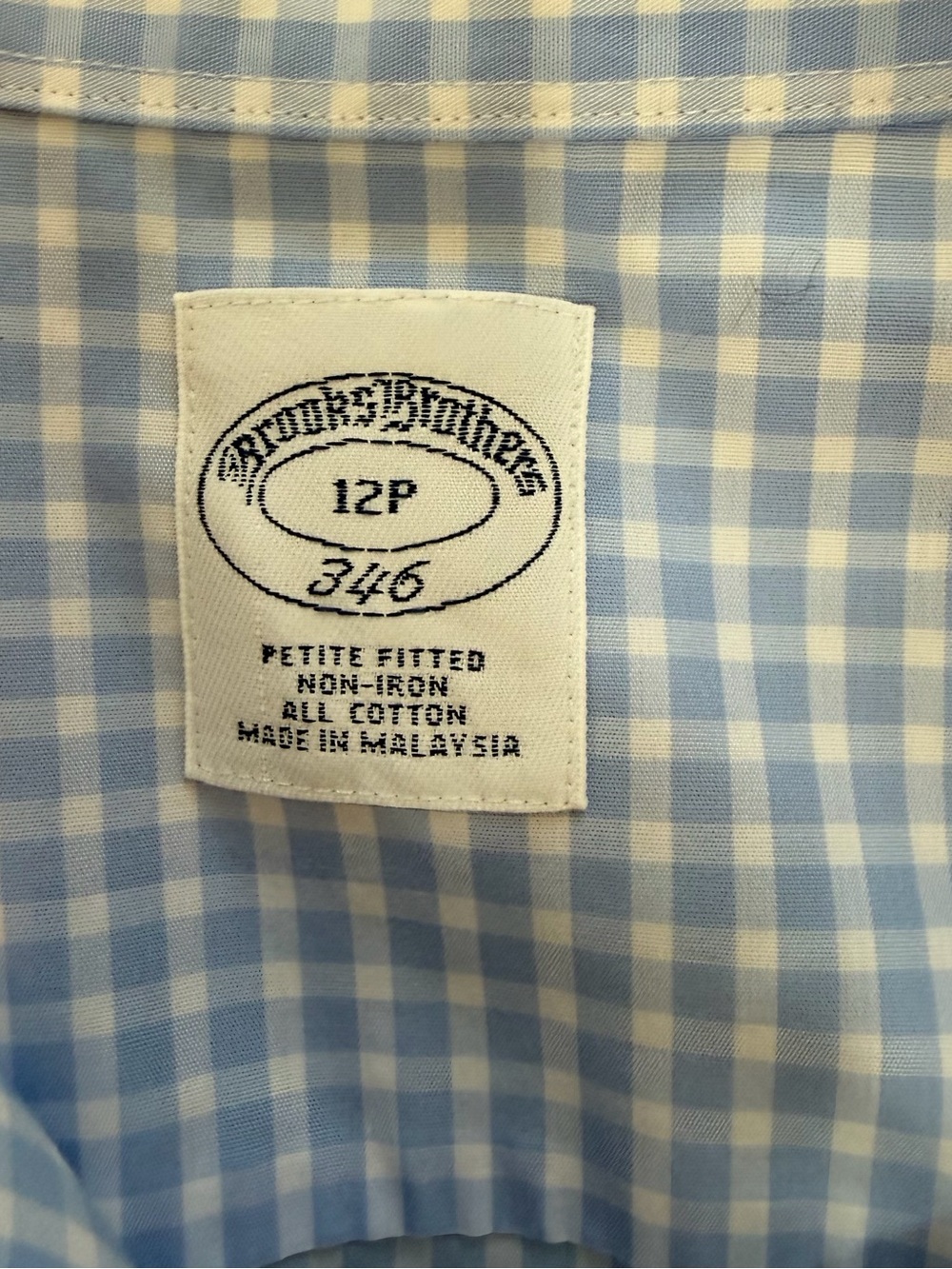 Brooks Brothers GINGHAM TopCotton Blue Blouse Shirt Spring Summer Women’s 12P - Picture 7 of 10